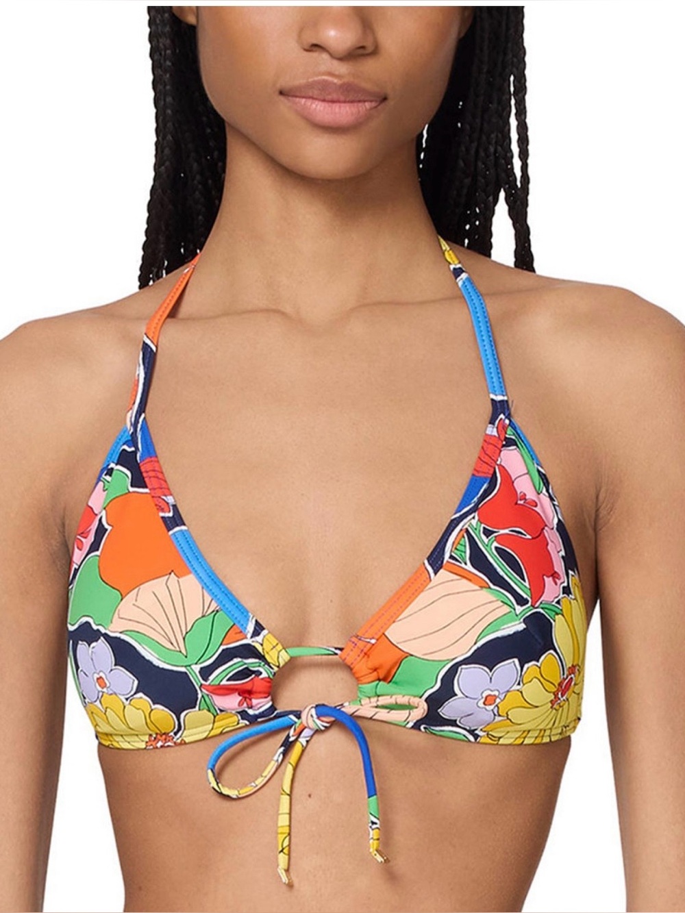 Kate Spade Women's Printed Tie-Front Bikini Top Size Medium